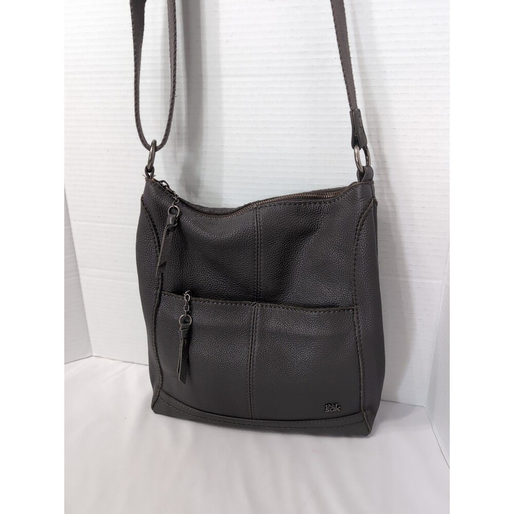THE SAK HOBO GENUINE LEATHER  Shoulder/Handbag Purse Adjustable strap GRAY